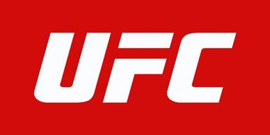 UFC logo with bold white letters on red background.