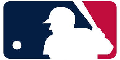 Logo of Major League Baseball with a batter and ball.