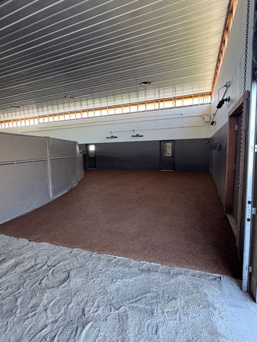 Poured-in-place rubber flooring in a livestock trailer featuring a durable, seamless surface with fu