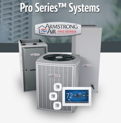 Armstrong Air Pro Series HVAC units with wifi thermostat and controls.Furnace and Air Conditioner