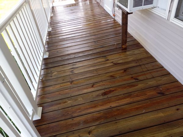 A nice cleanly pressure washed deck.