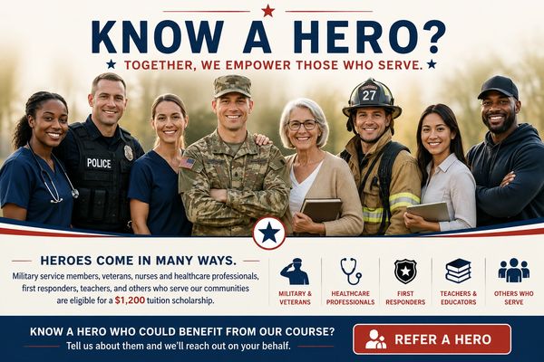 Refer a hero for a $1,200 Veterans4Veterans tuition scholarship and help spread the word.