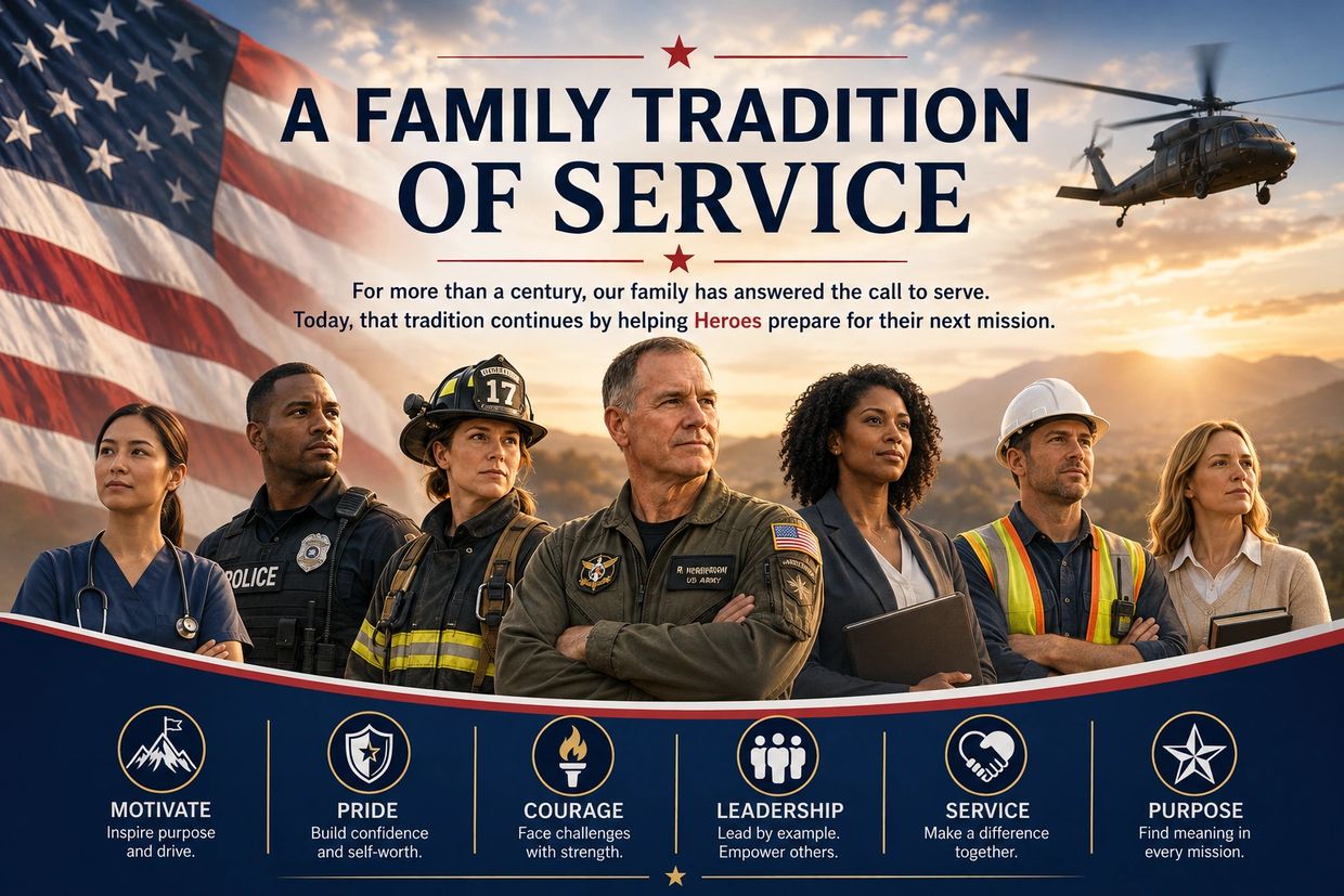 Veterans and community heroes representing service, courage, leadership and purpose while preparing