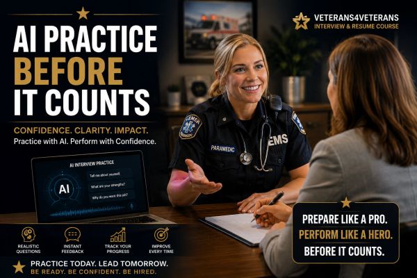 EMS professional using AI interview practice to build confidence, improve answers and prepare for ca