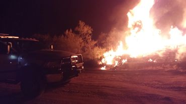 Brush fire and a water truck