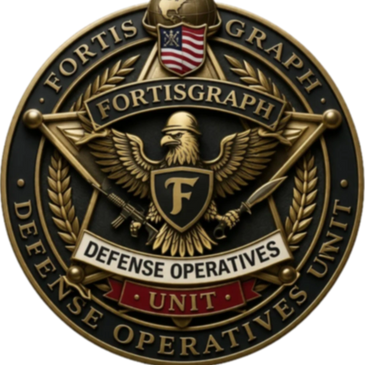 Emblem of Fortisgraph Defense Operatives Unit with eagle and crossed weapons.