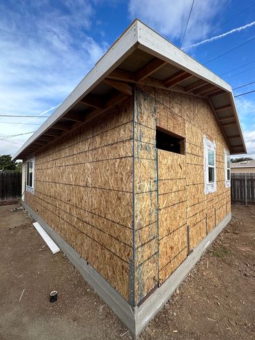 Exterior framing of accessory dwelling unit in Chula Vista, CA