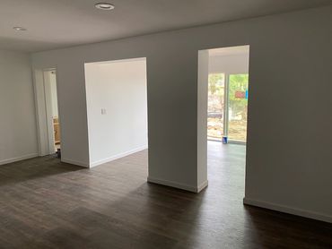 Interior view of Lakeside, CA room addition bedroom, bathroom, and laundry room