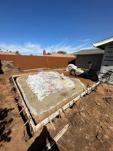 Forms and vapor barrier for attached ADU in Clairemont, CA. LZ Construction Design Build