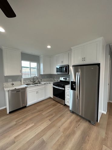 Compact kitchen layout in ADU installed by LZ Construction Design/Build Remodeling
