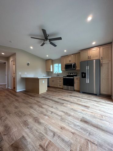 Finished kitchen area in Clairemont attached accessory dwelling unit ADU