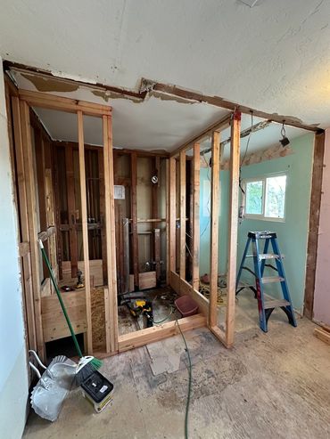 Demolition of existing walls to create new layout for Allied Gardens Bathroom Remodel