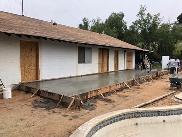 Concrete poured for Lakeside, CA room addition LZ Construction