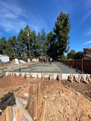 Concrete pour for accessory dwelling unit adu in San Diego, CA