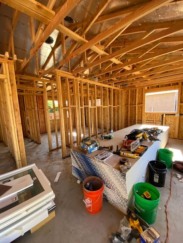 Interior framing view of San Diego adu accessory dwelling unit