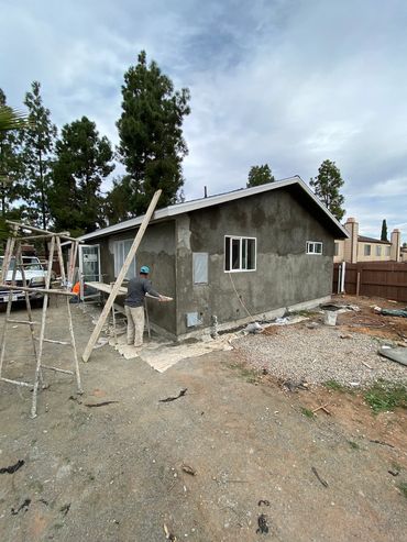 Stucco application to exterior of adu accessory dwelling unit San Diego, CA