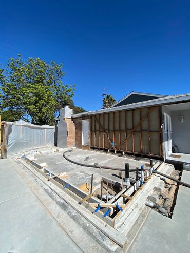 New foundation and footing for La Mesa room addition