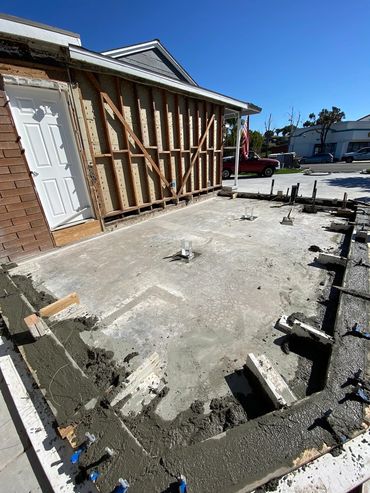 New footing poured for master suite addition in La Mesa, CA