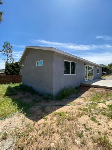 Exterior finish of San Diego accessory dwelling unit adu, grey stucco application LZ Construction