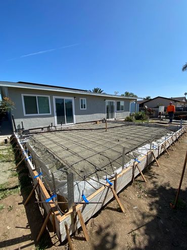 Foundation, forms, and rebar of Imperial Beach ADU Accessory dwelling unit project LZ Construction