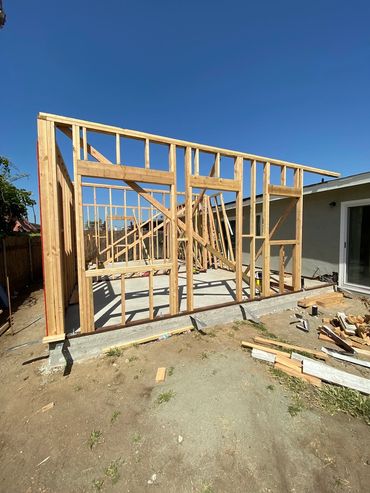 Framing started on new Imperial Beach, CA attached accessory dwelling unit by LZ Construction