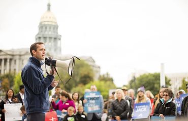 Jeff Hunt speaking at a rally.
