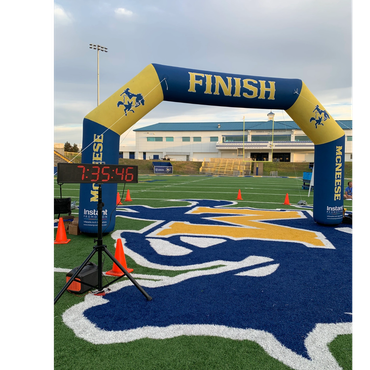 MSU Cowboy 5K finish on the 50 yard line.
