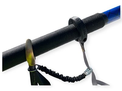 OAR SNUBBER, patent pending, direct contact to frame through the oar. Oar holder, snubber, clamp