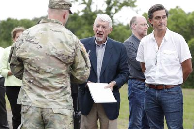 U.S. Judge Charles Lettow listens to testimony from Capt. Charles Ciliske of the Corps of Engineers