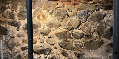 Danvers stone foundation , lime mortar repairs and restoration.