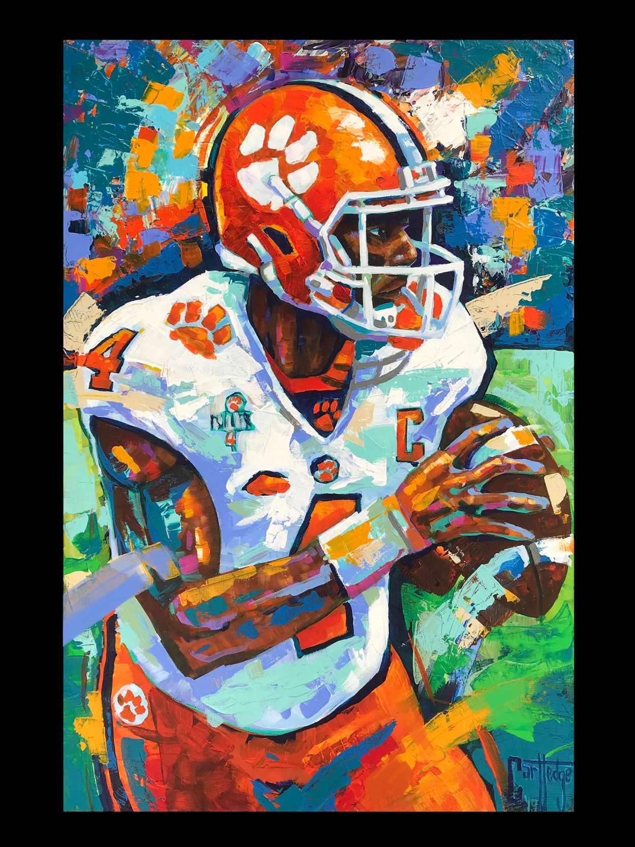 Football art. Clemson art, chris cartledge artist