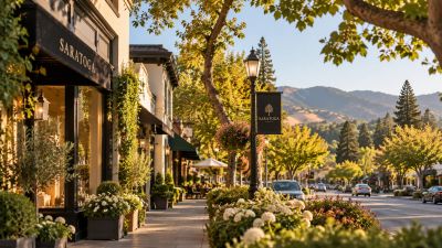 Downtown Saratoga California streetscape and real estate neighborhood guide
