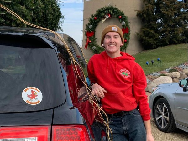 East Wind  Christmas Tree Farm Staff put the tree on the car for customers
