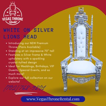 Vegas Throne Rental logo in white featuring a regal throne, crown, and stars in a round badge format on transparent background.