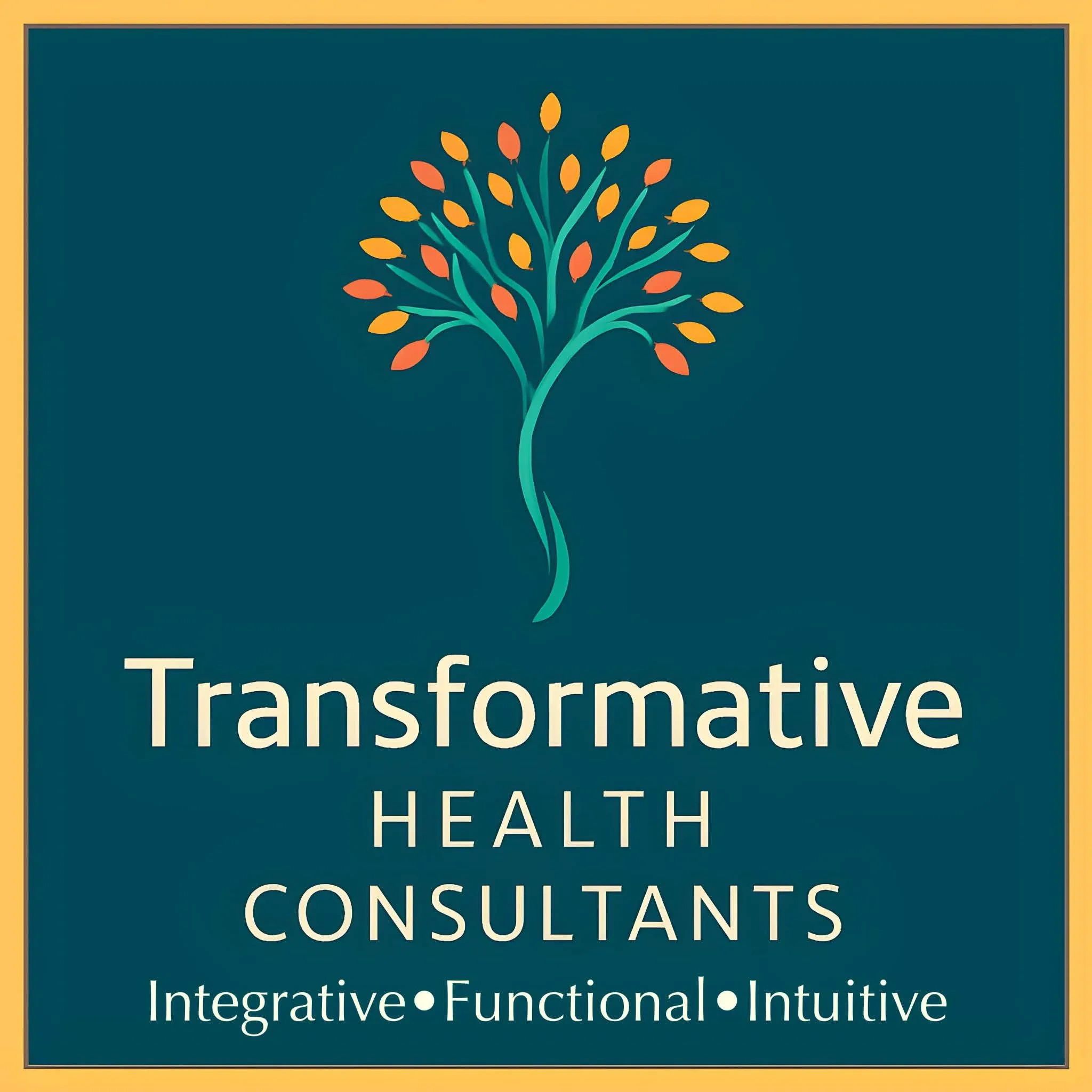 Logo for Transformative Health Consultants with a stylized tree and tagline.