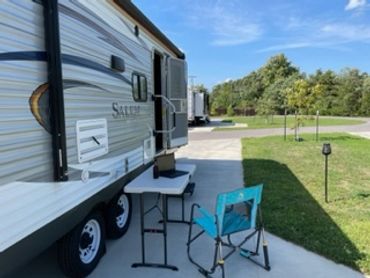 RV pad site at Ft Leonardwood while remote working outside