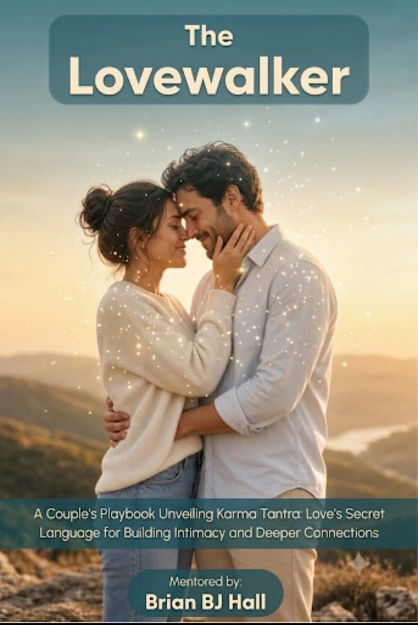 Couple embracing on book cover titled 'The Lovewalker' about love and intimacy.
