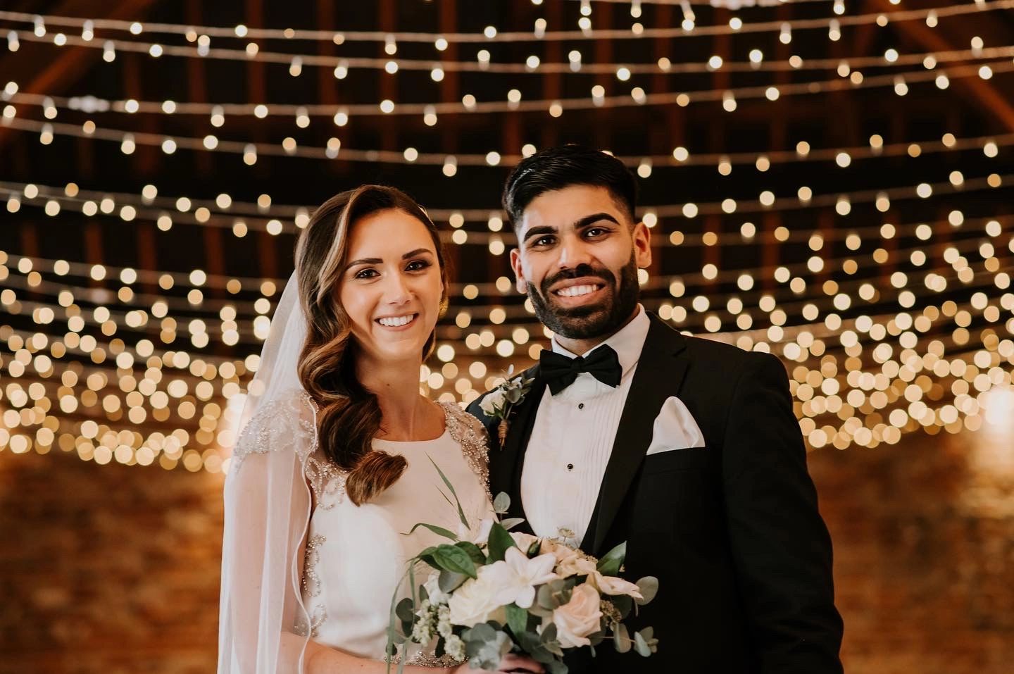 A full fairy light canopy at Cooling castle barn
Fairy lights 
Rochester wedding venue
