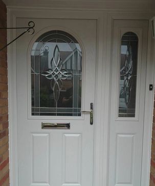 White Solid Core Composite door with a matching composite side panel fitted in Mansfield.