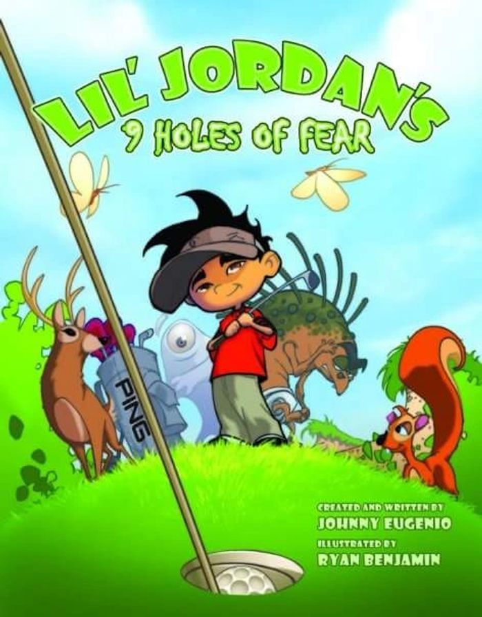 Cover of the book. Lil Jordan will need to defeat the 9 monsters on the golf course.