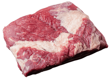 Raw beef brisket with fat marbling.
