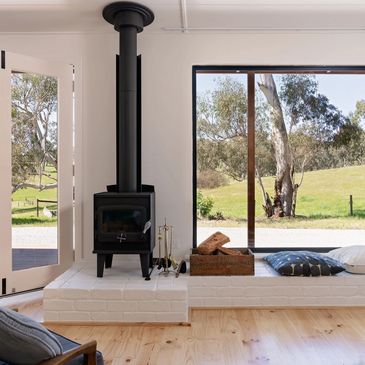 Warm and cozy fire with stunning Adelaide Hills views.