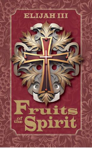 Decorative religious cross with title "Fruits of the Spirit" on a red background.