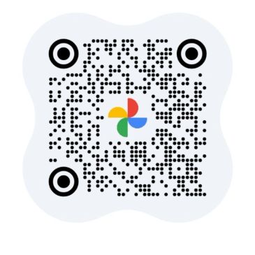 A colorful Google Photos QR code.