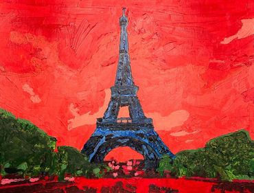 Award winning Art Painting of the most famous landmark in Paris is the Eiffel Tower.