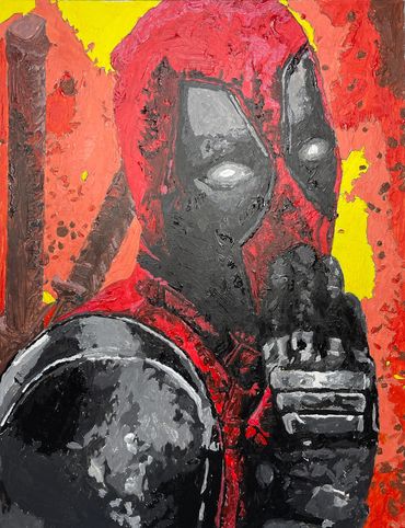 Original painting showcasing detailed brushwork, vibrant tones, powerful comic-inspired design.