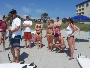 Another fun group taking surf lessons Cocoa Beach. Surf School Cocoa Beach