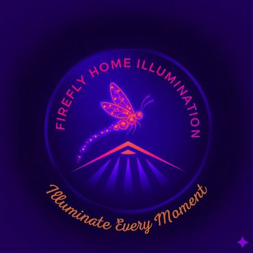 Glow-in-the-dark logo of Firefly Home Illumination with a firefly and the slogan.