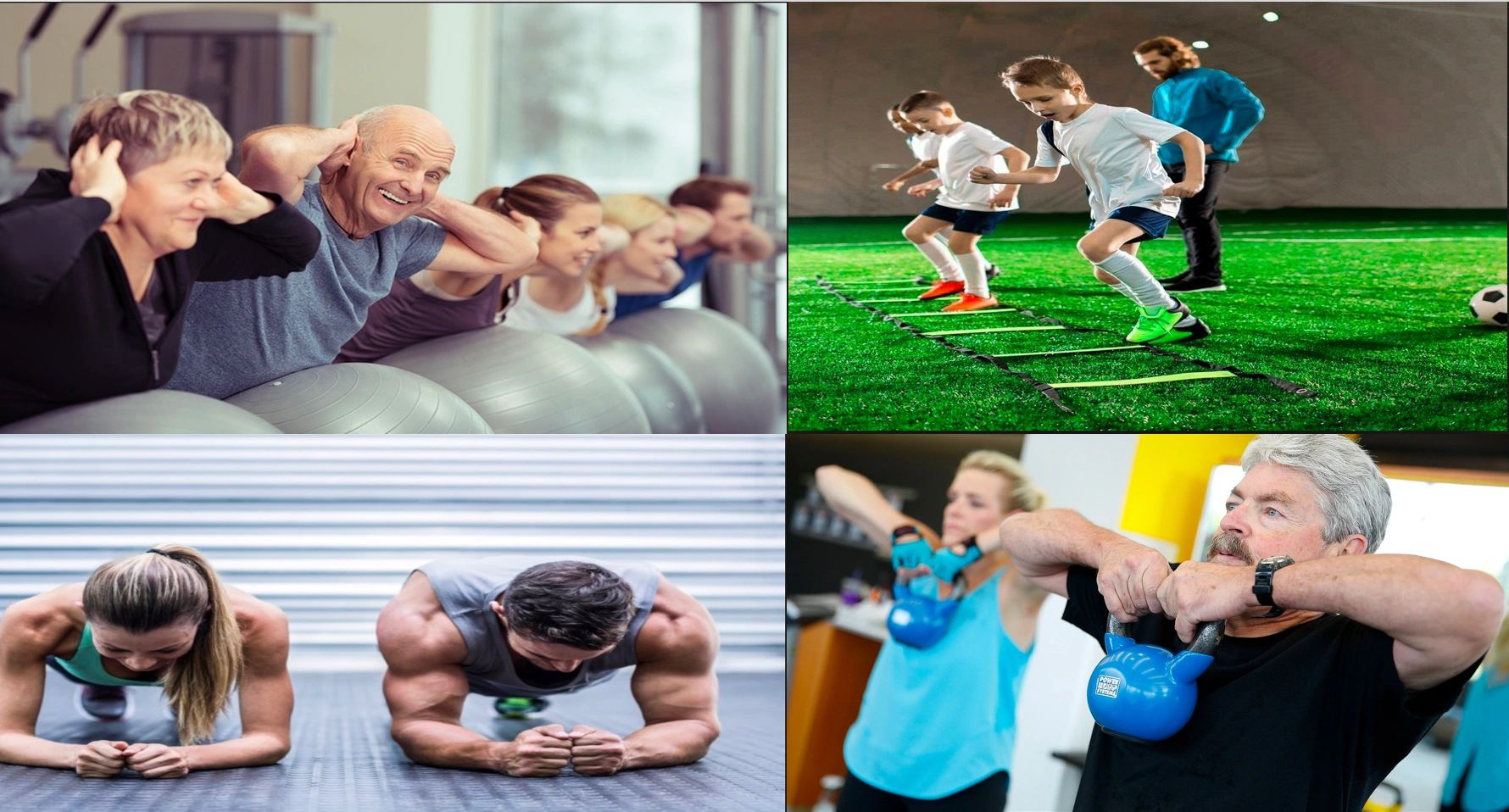 Collage of people exercising