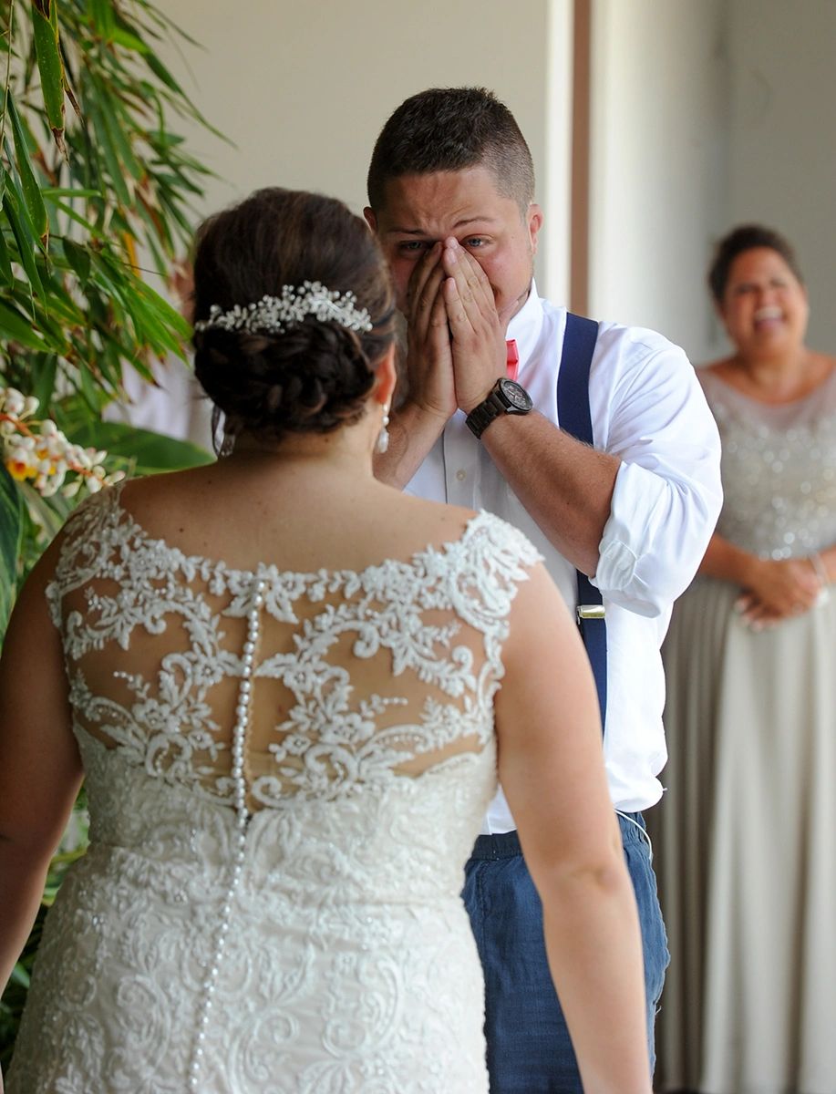 Groom seeing bride for first time 30A, Fl wedding photography.